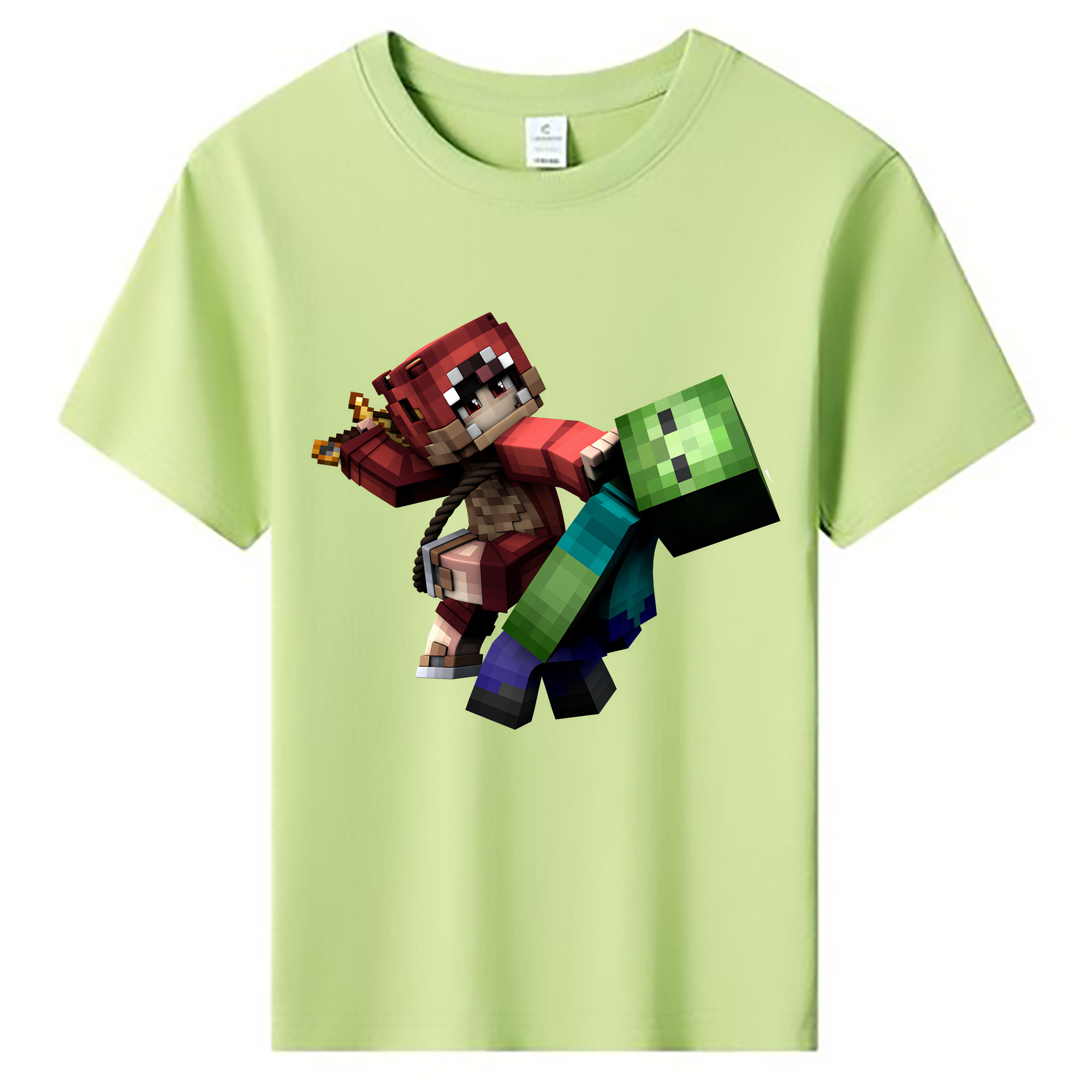 （画像用） マインクラフト ブロックの世界 Minecraft MC Block world 綿100％キッズTシャツ（フロントプリント）
